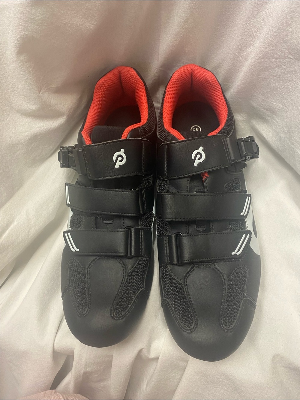 Peloton Black Cycling Shoes with Red Interior Accent